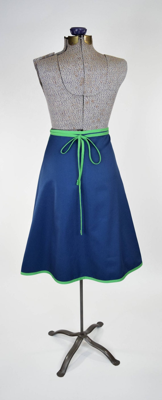 70s Frog Applique Cotton Wrap Skirt in Denim Blue… - image 3