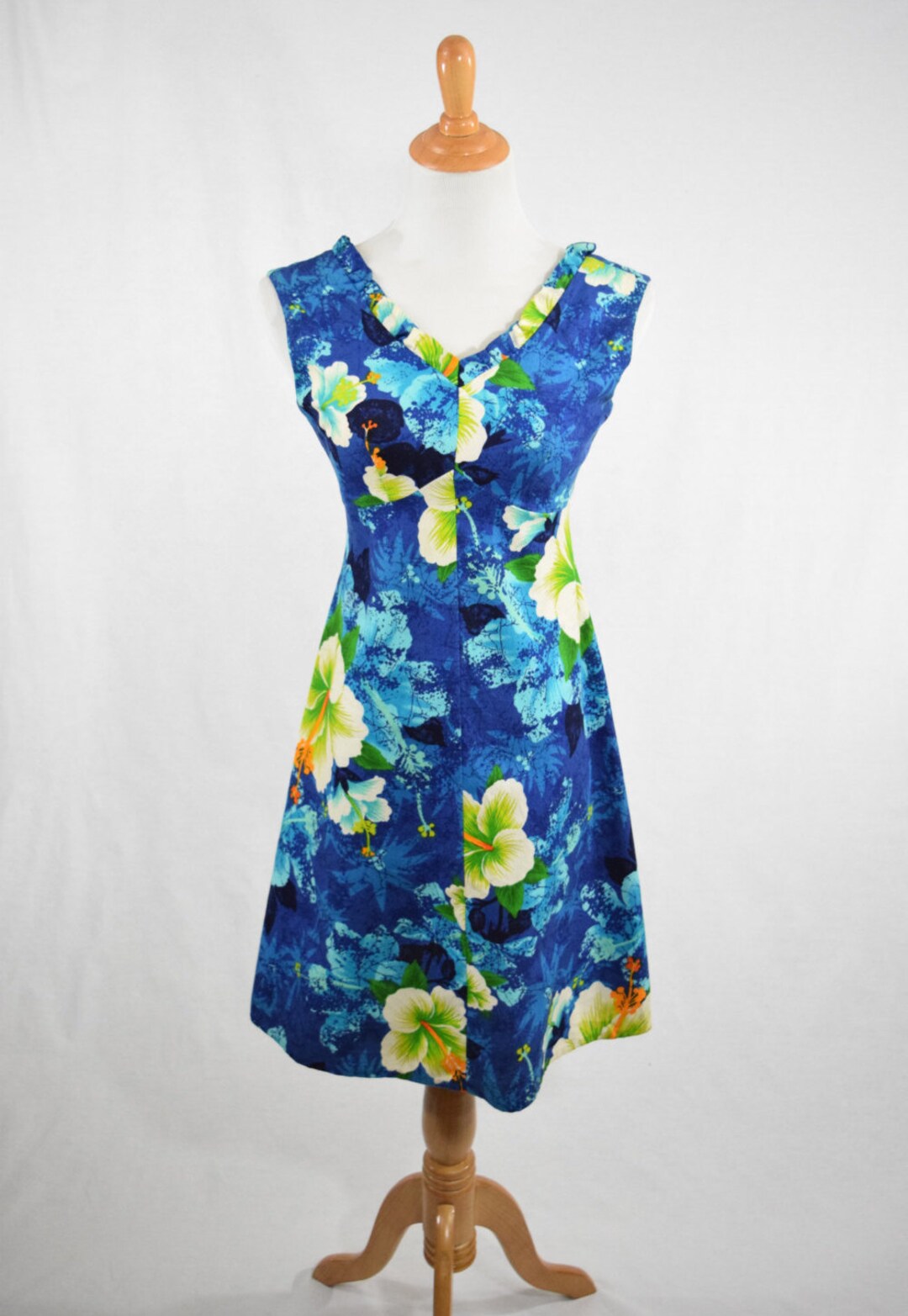 60s Hawaiian A-line Dress by Hukilau Fashions // Blue, Green, White ...