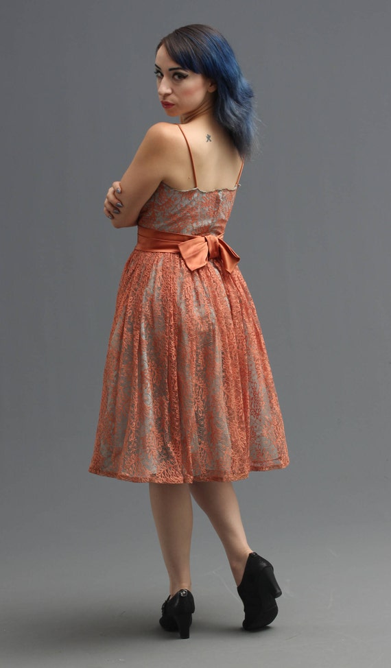 50s / 60s Party Dress in Tiffany Blue & Rose Gold… - image 3