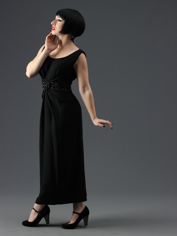 60s Emma Domb Black Cocktail Dress // Exquisite Pleating