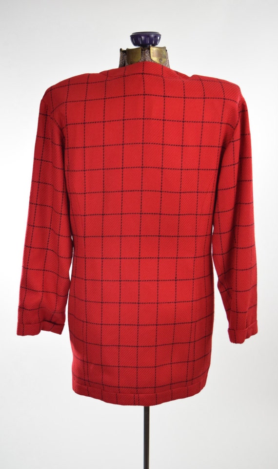 80s Ungaro Ter Red & Black Windowpane Check Print… - image 4