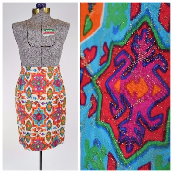 80s Emanuel Ungaro 'Parallele' Skirt in Vivid Mul… - image 1