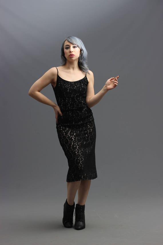 50s Black Lace Illusion Wiggle Dress W Pink Lavender Lining // Figure  Hugging Hourglass Fit // Femme Fatale Pinup Goth Style, VLV - Etsy