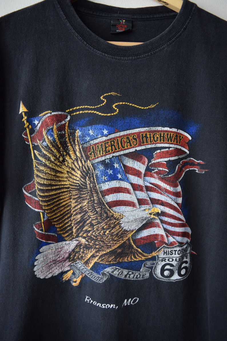 90s America's Highway Bald Eagle T-shirt / Route 66 - Etsy