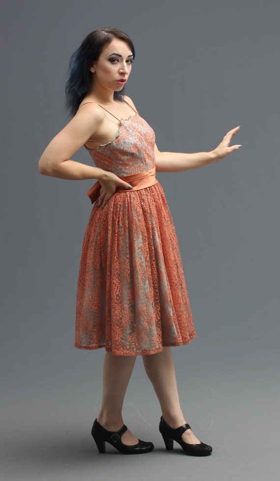 50s / 60s Party Dress in Tiffany Blue & Rose Gold… - image 5