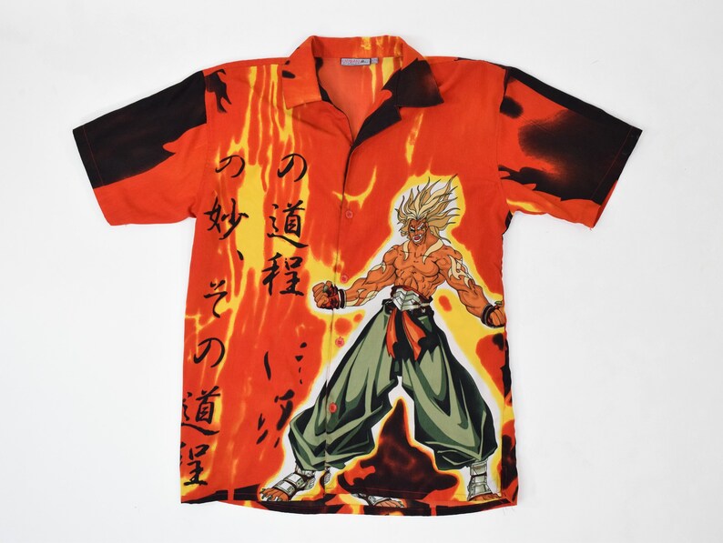 dragon ball button down shirt