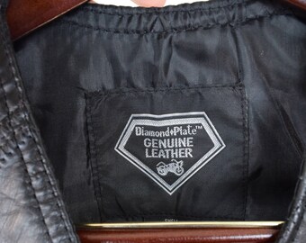 Vtg Black Leather Motorcycle Vest W Patches // Biker Babe