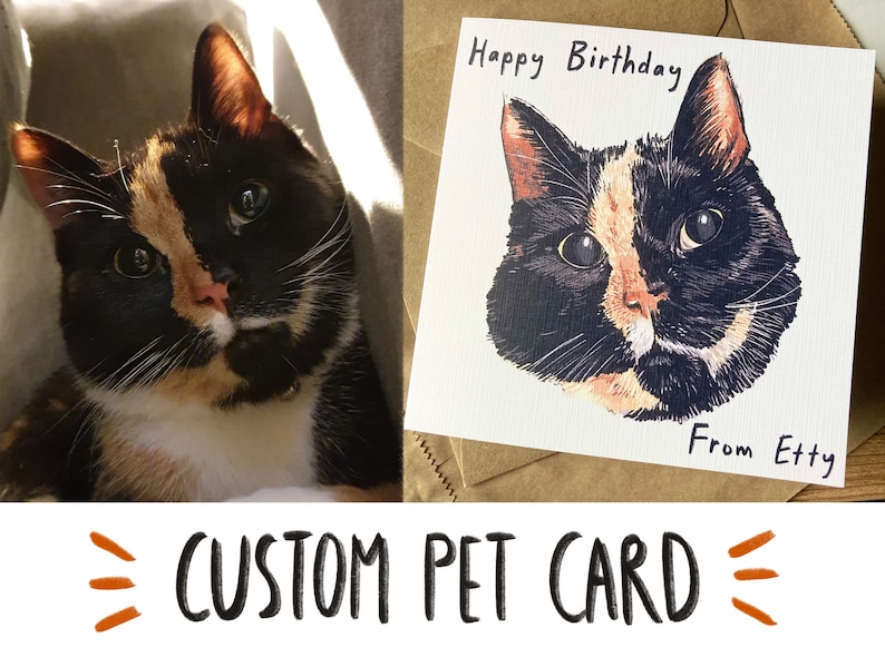 Custom Pet Greetings Card Linen Texture Etsy UK
