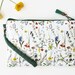 Faux leather botanical green wristlet clutch,credit card pockets and phone seperator.Eco friendly wristlet travel bag,floral print.