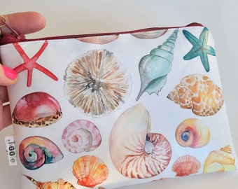 Seashells wallet in faux leather. A vegan wallet handmade in Scotland. Unisex gift. Vegan gift. vegan leather bag. vegan purse. Handmade.