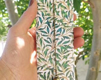 Leafy green bookmark, vegan leather bookmark, large bookmark, page marker, leather bookmark, bookmarker, botanical bookmark, leaves bookmark