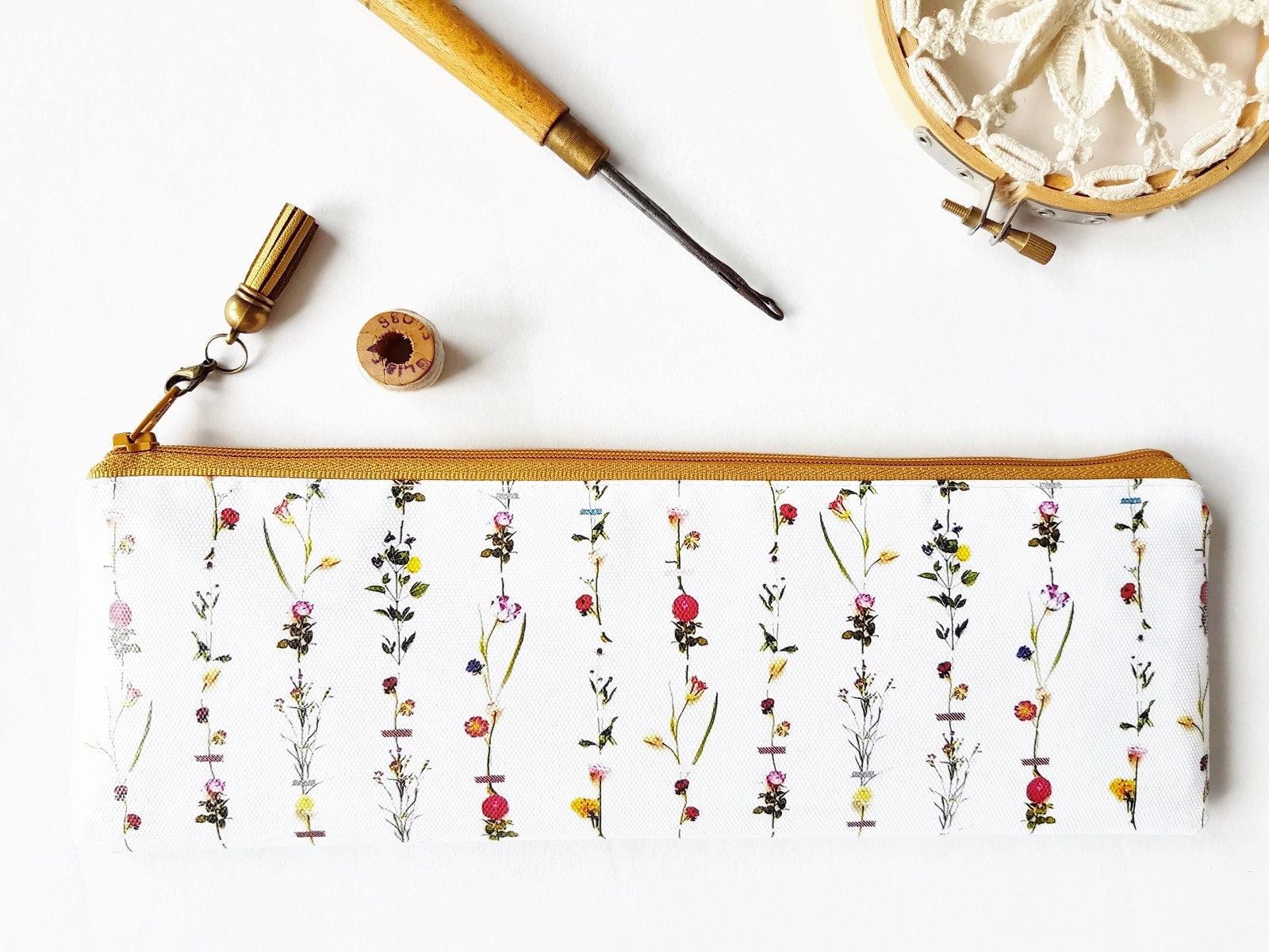 Cadeaux d'art Vegan Botanique Crayon Cas, Idée de Cadeau L'artiste, Xlong Vegan Brosse Sac Étui à Cr