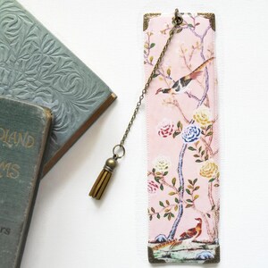 Gifts for book lovers, Luxury water resistant Bookmark, page marker, Pink chinoiserie, literary gift, book lover gift, Numerals.