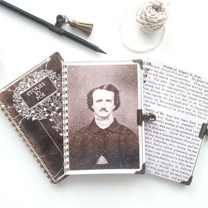 Edgar Allan Poe A6 wire spiral bound blank Notepad,pocket book,notepad set,trio,pack of notepads,bees,florals,blank notebooks,jot it down.
