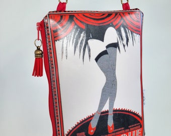 Vegan bag, vegan leather bags, vegan wallet, burlesque, can can, flapper girls, handmade vegan leather bags.