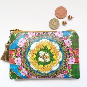 handmade gift, vegan gift, eco gift.Waterproof flowers Print Coin purse/card holder/business card/mudclothgifts under 10