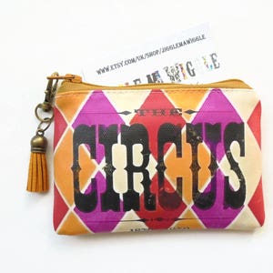 Geschenke unter 10, Strumpffüller, benutzerdefinierte wasserfeste Visitenkarte / Kreditkartenbrieftasche / Geldbeutel / Tampontasche / Vintage-Zirkus