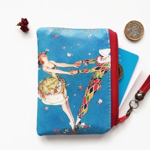 Portafoglio per carte Harlequin, regali novità, custodia in pelle vegana, idee regalo vegane, portafoglio piccolo, portafoglio piccolo con cerniera, regali verdi, portamonete, regalo ecologico.