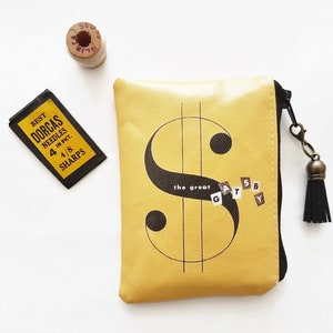 Regalo hecho a mano, Regalo veganoCartera para tarjetas de crédito El gran Gatsby,Cuero vegano,Monedero de piel sintética.