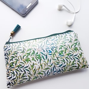 花柄ヴィーガンレザースマホウォレット：カスタムサイズジッパーポーチ