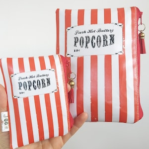 Popcorn Druck, veganes Leder Portemonnaie, Vintage Zirkus Druck, Leder Geldbörsen, Reisepass Geldbörse, wasserfeste Taschen.