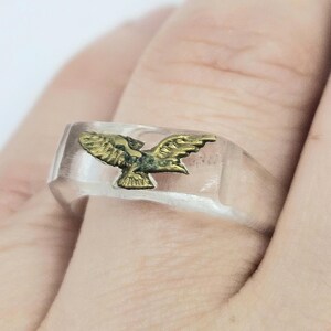 1930s 40s Clear Plastic Wartime Sweetheart Ring With Brass