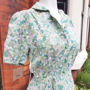 Sale gorgeous late 1930s green patterned moyaghasel yellow white lilac floral print dress