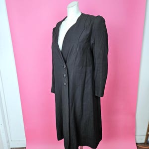 Stylish 1930s black wool coat art deco design simple elegant button fastening