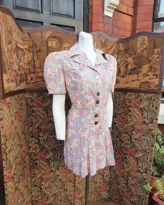 1930s 2 piece volup cotton printed playsuit and ma
