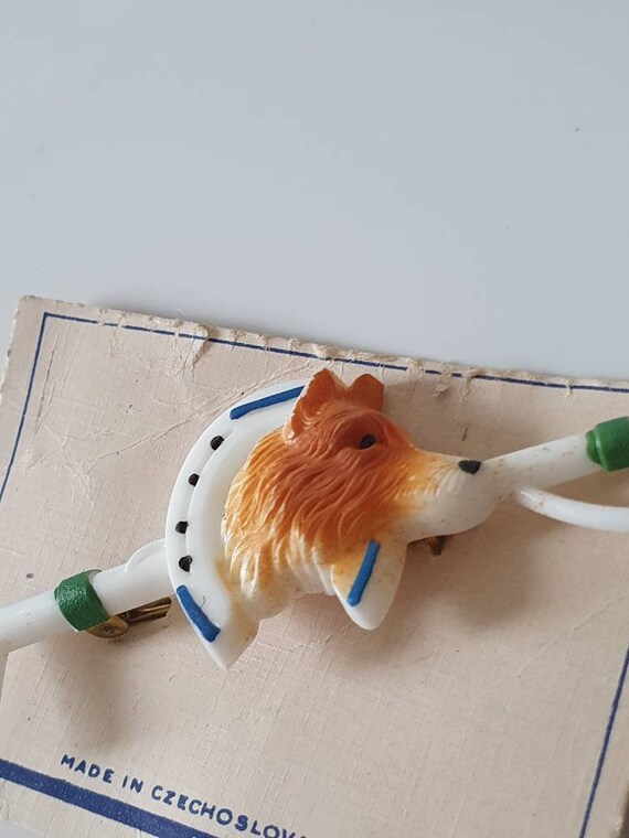 Fab late 1940s 50s kitsch dog and whip plastic br… - image 3