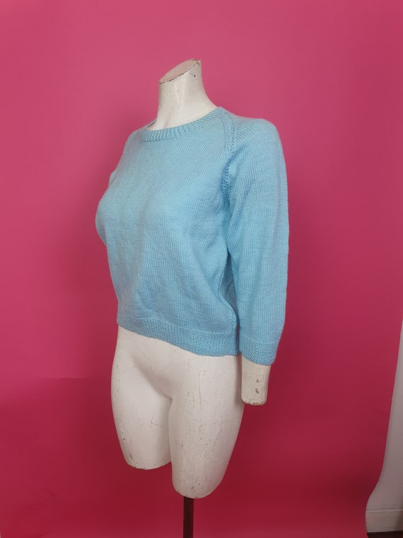 Cute 1940s 50s pale blue knitted jumper perfect f… - image 9