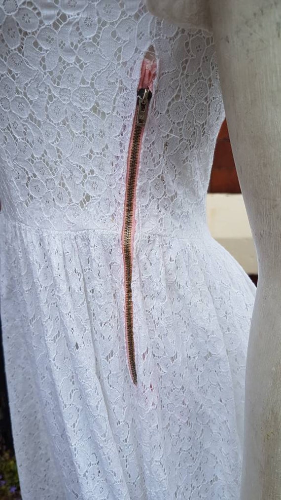 Sale cute romantic 1940s white lace long dress pe… - image 3