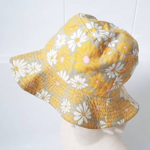 Sale amazing 1960s psychedelic floral patterned orange grey pink and white floppy sun hat festival holiday
