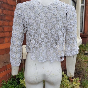 Sale romantic 1930s 40s hand crochet buttoned cardigan shell button so beautiful image 8