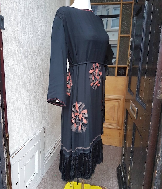 Sale stunning late 1920s 1930s black crepe dress w