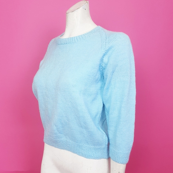 Cute 1940s 50s pale blue knitted jumper perfect f… - image 1