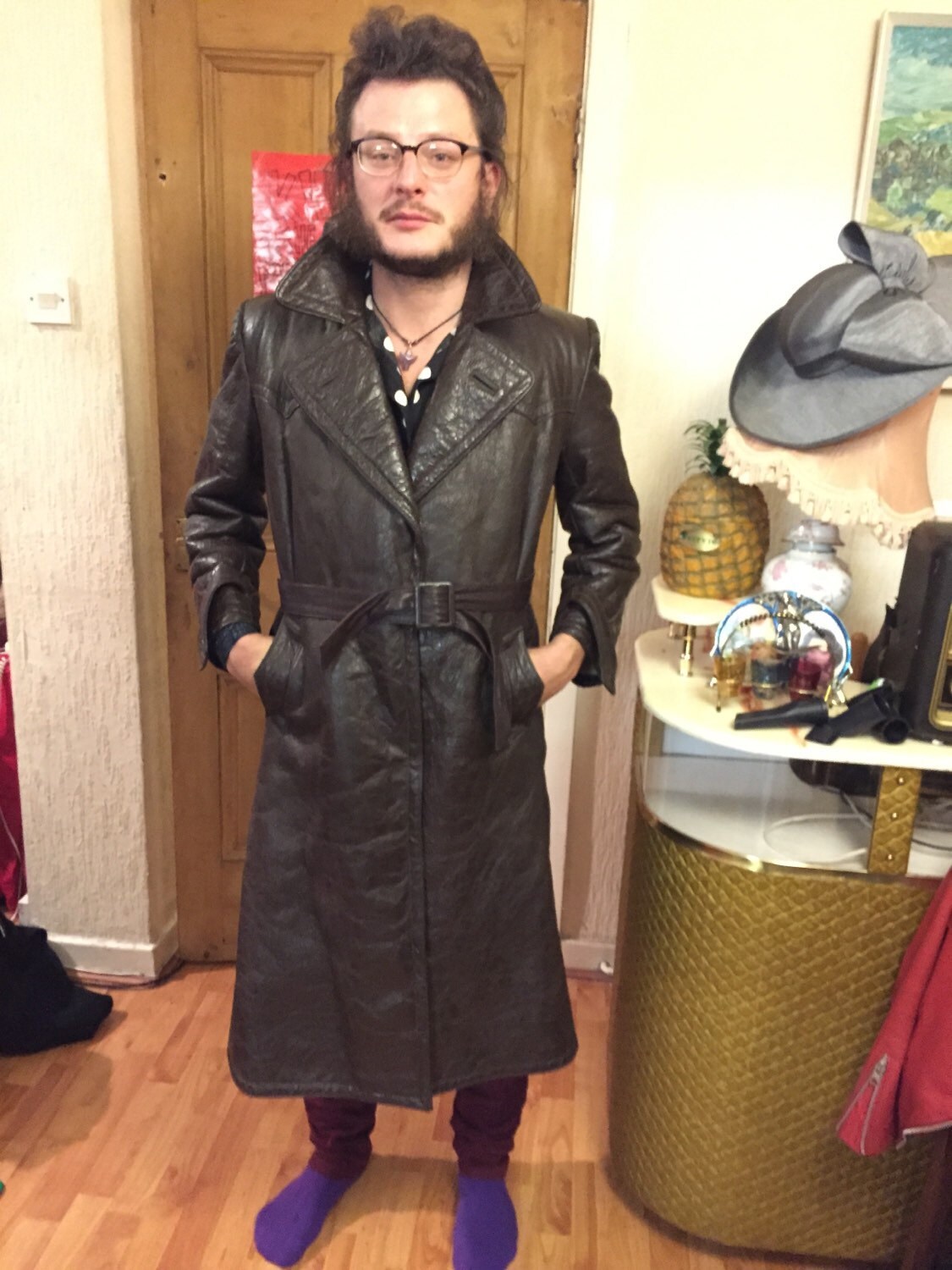 Image of Sale Amazing Brown Leather 1940S Vintage Man Jacket