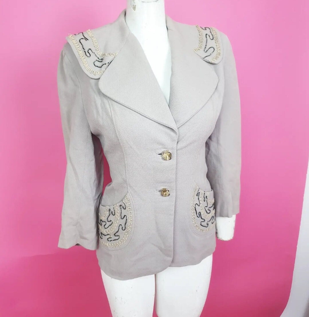 Real Vintage Search Engine Beautiful 1940S Tailored Jacket With Beading  Fab Details On Collar Pockets $156.69 AT vintagedancer.com