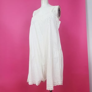 Beautiful 1920s white cotton teddy all in one perfect for Summer with lace trim