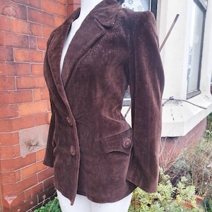 Super stylish 1930s brown corduroy tailored jacket timeless classic perfect for Winter layering fab button detail