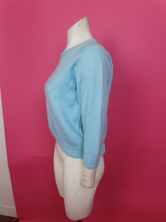 Cute 1940s 50s pale blue knitted jumper perfect f… - image 8