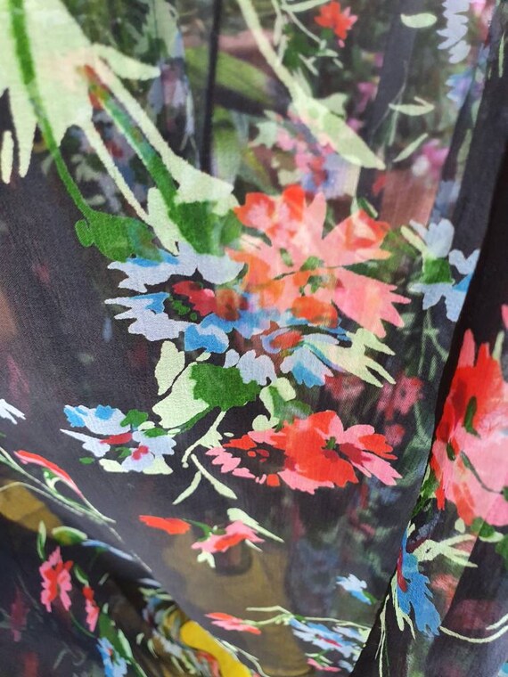 Sale breathtaking 1930s black floral printed silk… - image 4