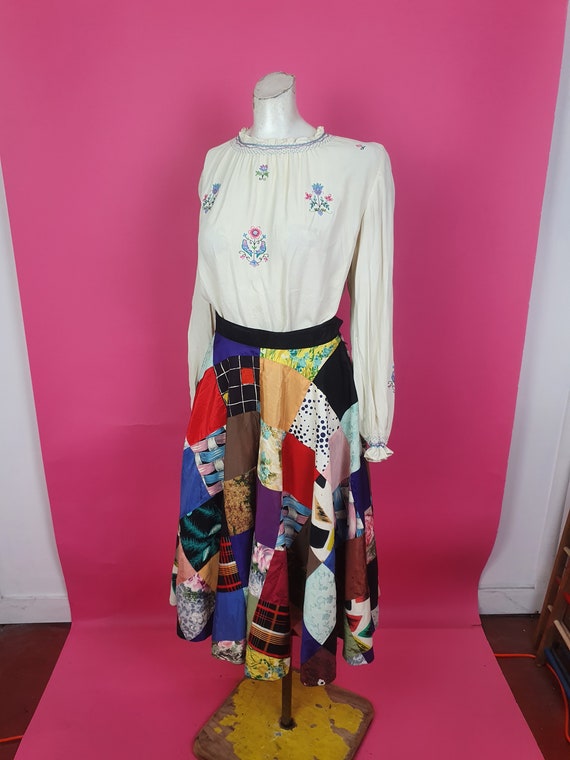 Beautiful 1940s 50s patchwork reversible skirt bl… - image 8