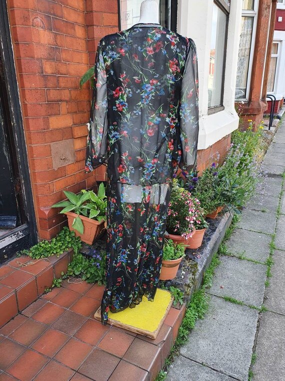 Sale breathtaking 1930s black floral printed silk… - image 7