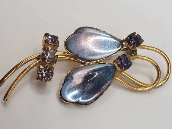 Beautiful 1940 50s 60s? Shimmering lilac blue sto… - image 2