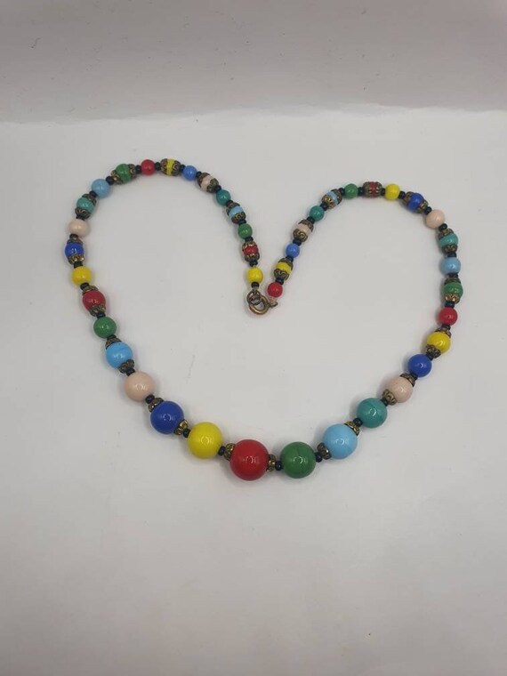 Fab 1930s rainbow multi coloured glass beaded nec… - image 6