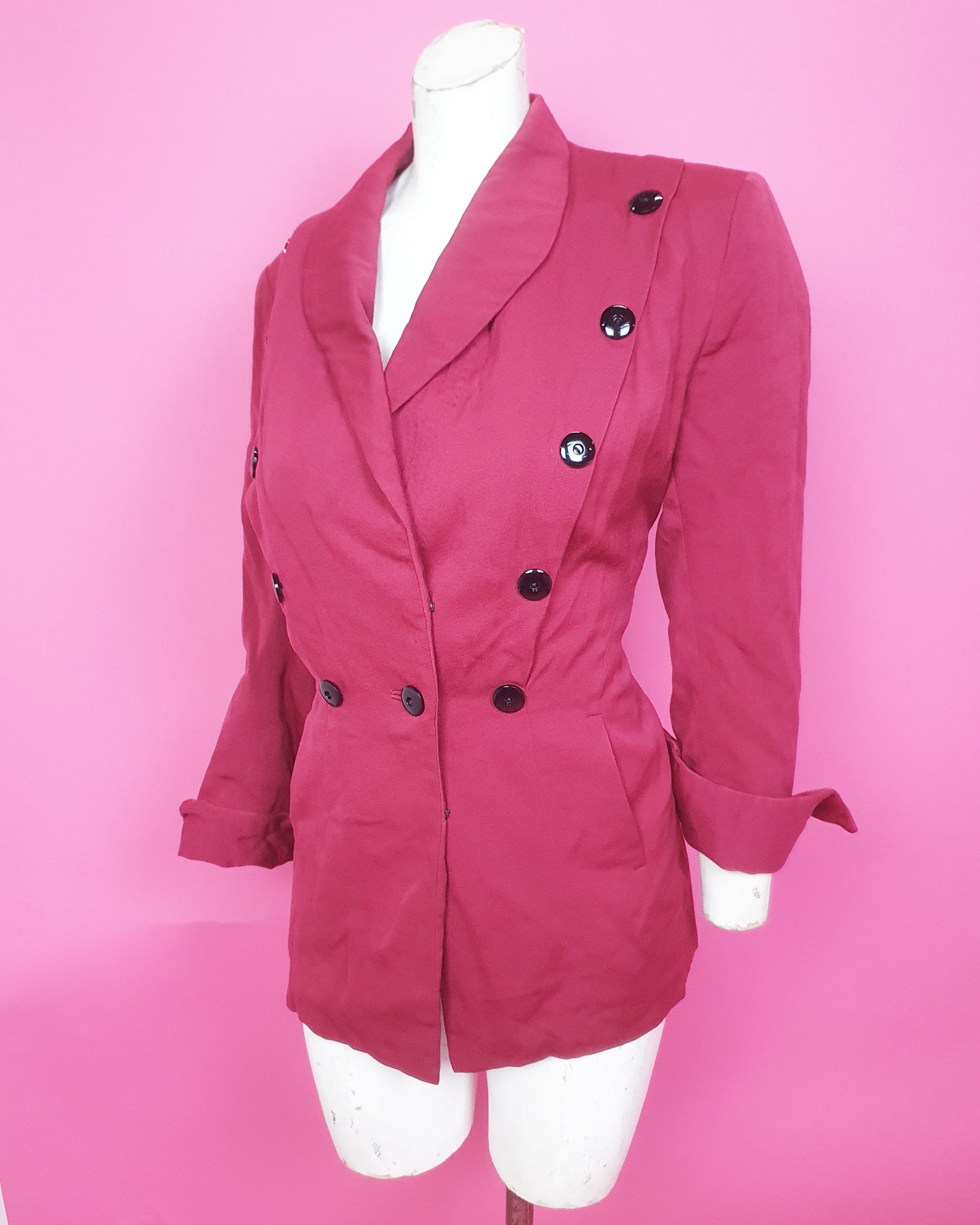 Real Vintage Search Engine Amazing 1940S Burgundy Jacket With Fab Black Button Details Such Stylish Tailoring Wartime Classic Timeless $145.62 AT vintagedancer.com