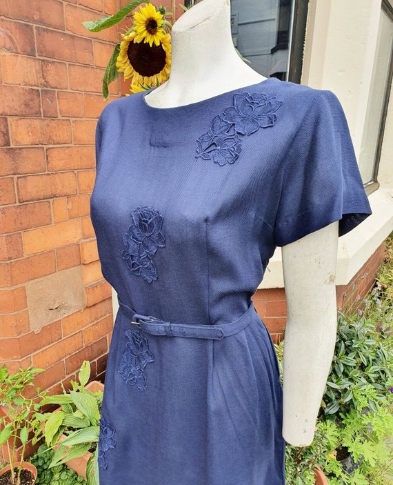 Stylish simple and practical navy blue 1950s volup