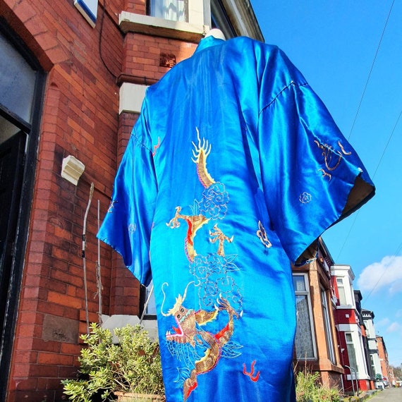 Sale stunning 1930s or earlier blue silk oriental… - image 5