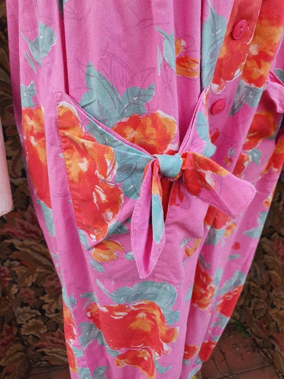 Fab 1980s laura ashley bright pink orange pale gr… - image 6